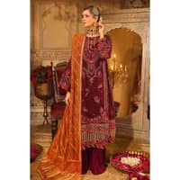 Embroidered Khaddi Net Unstitched Suit with Gota and Sequins Embroidered Dupatta FE-32080 3PC - image 2