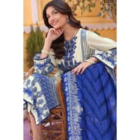 Embroidered Lawn Unstitched Suit with Tissue Silk Dupatta SSM-32027 3PC - image 6