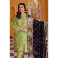 Embroidered Lawn Unstitched Suit with Tissue Silk Dupatta SSM-32012 3PC