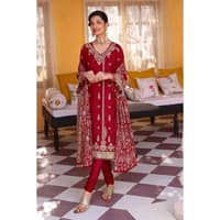 Zari and Sequins Embroidered Lawn Suit with Zari Embroidered Chiffon Dupatta PM-32003 3PC - image 2
