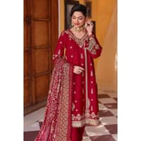 Zari and Sequins Embroidered Lawn Suit with Zari Embroidered Chiffon Dupatta PM-32003 3PC