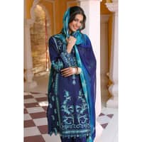 Embroidered Leno Unstitched Suit with Embroidered Chiffon Dupatta PM-32006 3PC