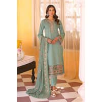 Embroidered Lawn Unstitched Suit with Embroidered Chiffon Dupatta PM-32019 3PC - image 2