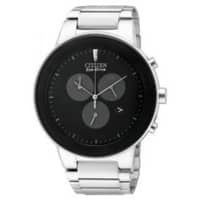 Citizen Gents Eco-Drive Solid Stainless Steel Watch AT2240-51E Black