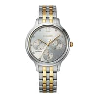 Citizen Ladies Quartz Stainless Steel With Two-Tone Rose Gold Plating Side-Capped Watch ED8184-51A Silver