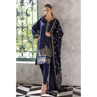 Ideas Embroidered Pashmina Unstitched Suit with Embroidered Pashmina Shawl AP-32065 3PC