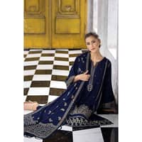 Ideas Embroidered Pashmina Unstitched Suit with Embroidered Pashmina Shawl AP-32065 3PC - image 4