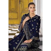 Ideas Embroidered Pashmina Unstitched Suit with Embroidered Pashmina Shawl AP-32065 3PC - image 5