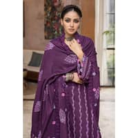 Ideas Embroidered Pashmina Unstitched Suit with Embroidered Pashmina Shawl AP-32004 3PC - image 3