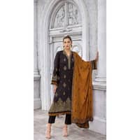 Ideas Embroidered Pashmina Unstitched Suit with Embroidered Pashmina Shawl AP-32047 3PC