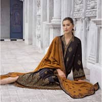 Ideas Embroidered Pashmina Unstitched Suit with Embroidered Pashmina Shawl AP-32047 3PC - image 2