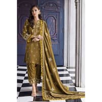 Ideas Embroidered Pashmina Unstitched Suit with Embroidered Pashmina Shawl AP-32073 3PC
