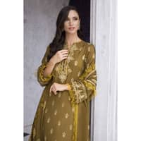 Ideas Embroidered Pashmina Unstitched Suit with Embroidered Pashmina Shawl AP-32073 3PC - image 2