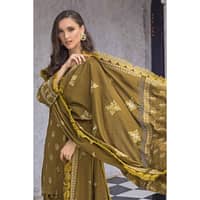Ideas Embroidered Pashmina Unstitched Suit with Embroidered Pashmina Shawl AP-32073 3PC - image 4