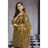 Ideas Embroidered Pashmina Unstitched Suit with Embroidered Pashmina Shawl AP-32073 3PC - image 5