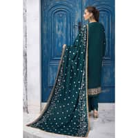 Ideas Embroidered Pashmina Unstitched Suit with Embroidered Pashmina Shawl AP-32001 3PC - image 3