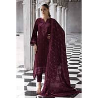 Ideas Embroidered Pashmina Unstitched Suit with Embroidered Pashmina Shawl AP-32072 3PC - image 2