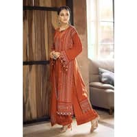 Ideas Embroidered Pashmina Unstitched Suit with Embroidered Pashmina Shawl AP-32041 3PC