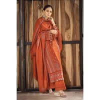 Ideas Embroidered Pashmina Unstitched Suit with Embroidered Pashmina Shawl AP-32041 3PC - image 3