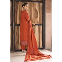 Ideas Embroidered Pashmina Unstitched Suit with Embroidered Pashmina Shawl AP-32041 3PC - image 4