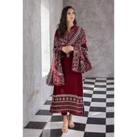 Ideas Embroidered Pashmina Unstitched Suit with Embroidered Pashmina Shawl AP-32066 3PC - image 3