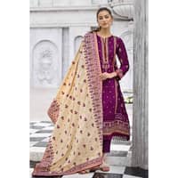 Ideas Embroidered Khaddar Unstitched Suit with Embroidered Pashmina Shawl AP-32064 3PC - image 2