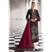 Ideas Embroidered Pashmina Unstitched Suit with Embroidered Pashmina Shawl AP-32039 3PC