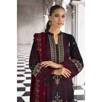 Ideas Embroidered Pashmina Unstitched Suit with Embroidered Pashmina Shawl AP-32039 3PC - image 2