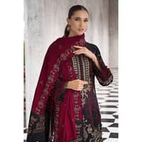 Ideas Embroidered Pashmina Unstitched Suit with Embroidered Pashmina Shawl AP-32039 3PC - image 3