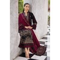 Ideas Embroidered Pashmina Unstitched Suit with Embroidered Pashmina Shawl AP-32039 3PC - image 5