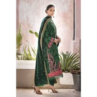 Ideas Embroidered Pashmina Unstitched Suit with Embroidered Pashmina Shawl AP-32045 3PC - image 2