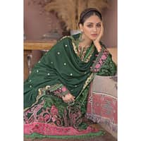 Ideas Embroidered Pashmina Unstitched Suit with Embroidered Pashmina Shawl AP-32045 3PC - image 5