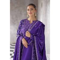 Ideas Embroidered Pashmina Unstitched Suit with Embroidered Pashmina Shawl AP-32054 3PC - image 3