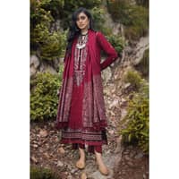 Ideas Embroidered Khaddar Unstitched Suit with Pashmina Shawl AP-32089 3PC