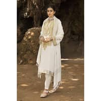 Ideas Embroidered Cotail Unstitched Suit with Gold and Silver Printed Pashmina Shawl AP-32091 3PC