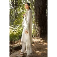 Ideas Embroidered Cotail Unstitched Suit with Gold and Silver Printed Pashmina Shawl AP-32091 3PC - image 2