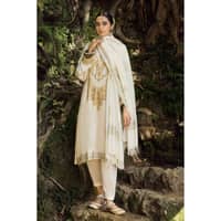 Ideas Embroidered Cotail Unstitched Suit with Gold and Silver Printed Pashmina Shawl AP-32091 3PC - image 3