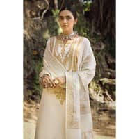 Ideas Embroidered Cotail Unstitched Suit with Gold and Silver Printed Pashmina Shawl AP-32091 3PC - image 4