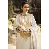 Ideas Embroidered Cotail Unstitched Suit with Gold and Silver Printed Pashmina Shawl AP-32091 3PC - image 5