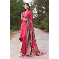 Ideas Embroidered Acrylic Unstitched Suit with Digital Printed Acrylic Shawl AP-32010 3PC - image 2