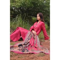 Ideas Embroidered Acrylic Unstitched Suit with Digital Printed Acrylic Shawl AP-32010 3PC - image 4