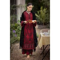 Ideas Embroidered Khaddar Unstitched Suit with Printed Burnout Velvet Dupatta BVL-32002 3PC