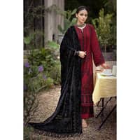 Ideas Embroidered Khaddar Unstitched Suit with Printed Burnout Velvet Dupatta BVL-32002 3PC - image 2