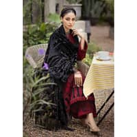 Ideas Embroidered Khaddar Unstitched Suit with Printed Burnout Velvet Dupatta BVL-32002 3PC - image 5