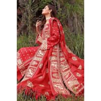 Ideas Embroidered Raw Silk Unstitched Suit with Raw Silk Dupatta RW-32001 3PC - image 4