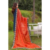 Ideas Embroidered Silk Unstitched Suit with Embroidered Organza Net Dupatta PM-32080 3PC - image 3
