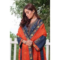 Ideas Embroidered Silk Unstitched Suit with Embroidered Organza Net Dupatta PM-32080 3PC - image 5