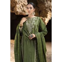 Ideas Embroidered Khaddar Unstitched Suit with Pashmina Shawl AP-3208 3PC - image 3