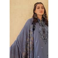 Ideas Embroidered Pashmina Unstitched Suit with Embroidered Pashmina Shawl AP-32087 3PC - image 2
