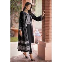 Ideas Embroidered Khaddar Unstitched Suit with Woven Stripe Dupatta MJ-32066 3PC - image 2